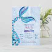 Mermaid Pool Party Geburtstag Einladung (Stehend Vorderseite)