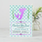 Mermaid Pool Party Geburtstag Einladung (Stehend Vorderseite)