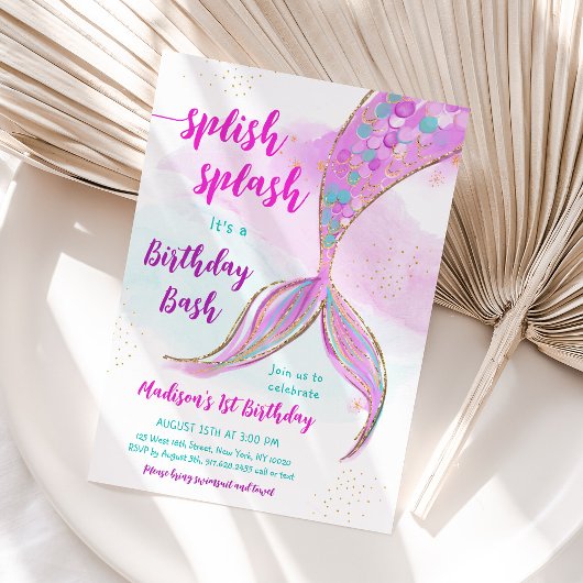 Mermaid Pool Party Geburtstag Einladung