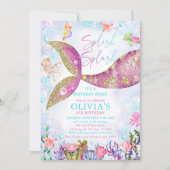 Mermaid Pool Party Geburtstag Einladung (Vorderseite)