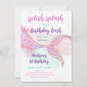 Mermaid Pool Party Pink Gold Geburtstag Einladung (Vorderseite)