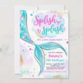 Mermaid Pool Party rosa Meerjungfrau Einladung (Vorderseite)
