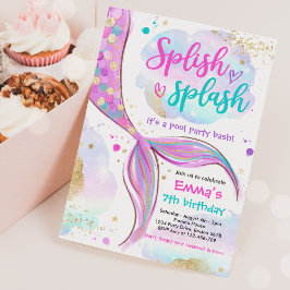Mermaid Pool Party rosa Meerjungfrau Einladung