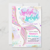 Mermaid Pool Party rosa Meerjungfrau Einladung (Vorderseite)