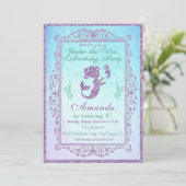 Mermaid Pool Party Under Sea Birthday Card Einladung (Stehend Vorderseite)