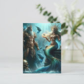 Mermaid Poseidon Postkarte (Stehend Vorderseite)