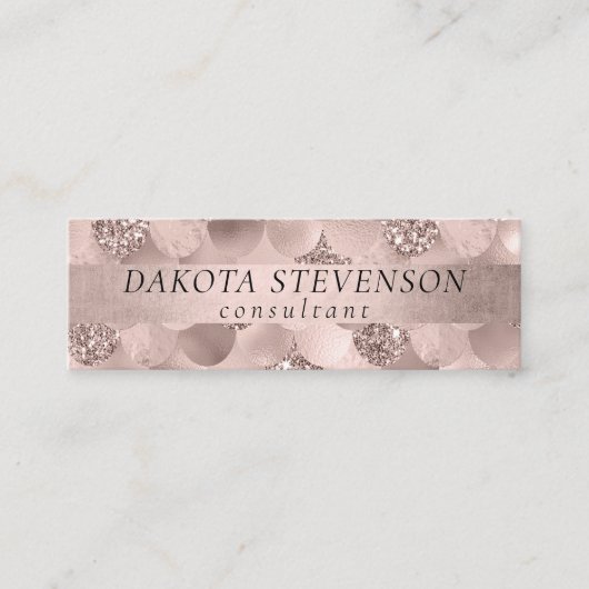 Mermaid Posh Scale | Dusty Terracotta Peach Sheen Mini Visitenkarte (Vorderseite)