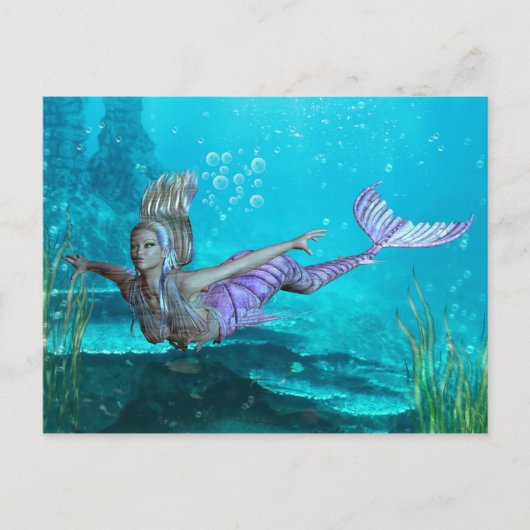 Mermaid Post Card - Fantasy Mermaid Postkarte (Vorderseite)