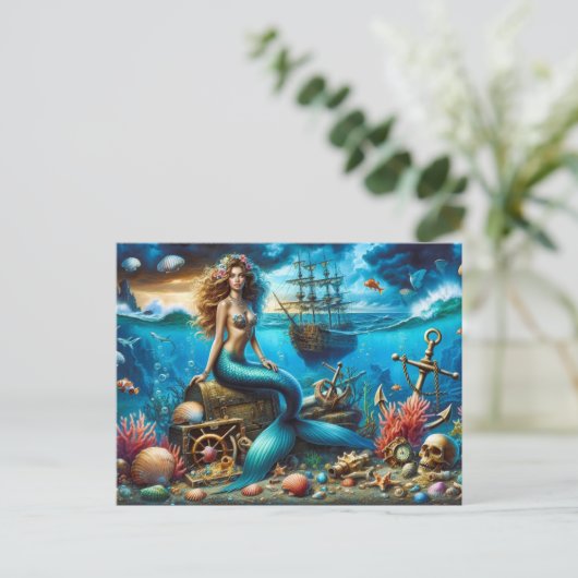Mermaid Postcard Postkarte (Stehend Vorderseite)