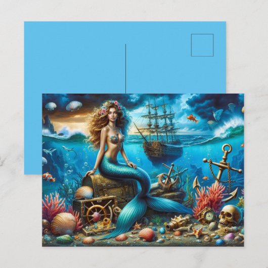 Mermaid Postcard Postkarte (Vorne/Hinten)