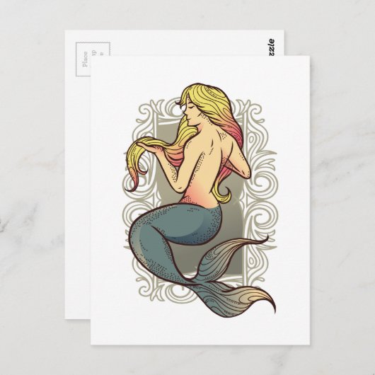 Mermaid Postkarte (Vorne/Hinten)