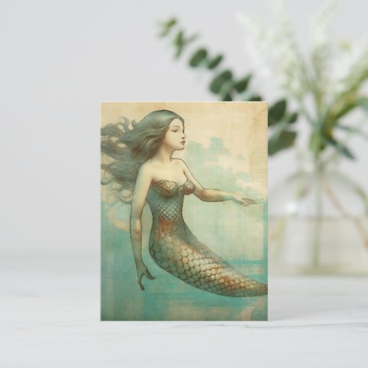 Mermaid Postkarte (Stehend Vorderseite)