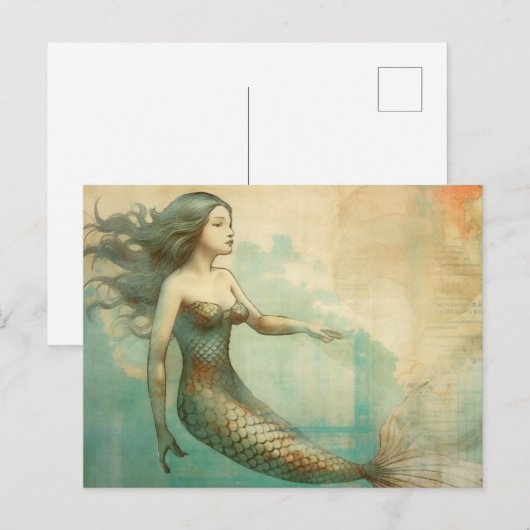 Mermaid Postkarte (Vorne/Hinten)