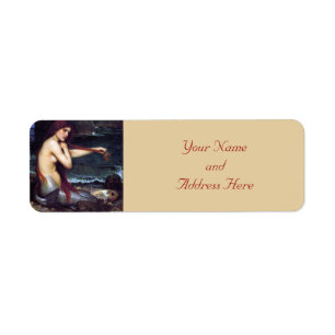 Mermaid Pre-Raphaelite-Rücksendeadressen-Aufkleber