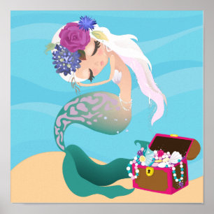 Mermaid Premium Leinwand (Glanz) Poster