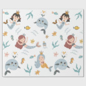 Mermaid Princess and Whale Wrapping Paper Geschenkpapier (Flach)