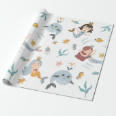 Mermaid Princess and Whale Wrapping Paper Geschenkpapier (Ungerollt)