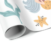 Mermaid Princess and Whale Wrapping Paper Geschenkpapier (Rolleneckpunkt)