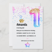 Mermaid Princess Balloon 1. Geburtstag Einladung (Vorderseite)