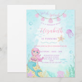 Mermaid Princess Birthday Einladung (Vorne/Hinten)