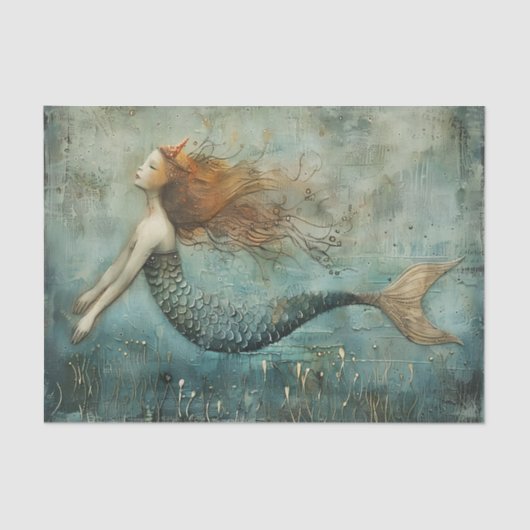 MERMAID PRINCESS DISTRESSEE GEMISCHTE MEDIENDEKOUP SEIDENPAPIER (Vorderseite)