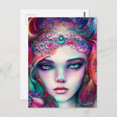 Mermaid Princess Half Face Graphic Postkarte (Vorne/Hinten)