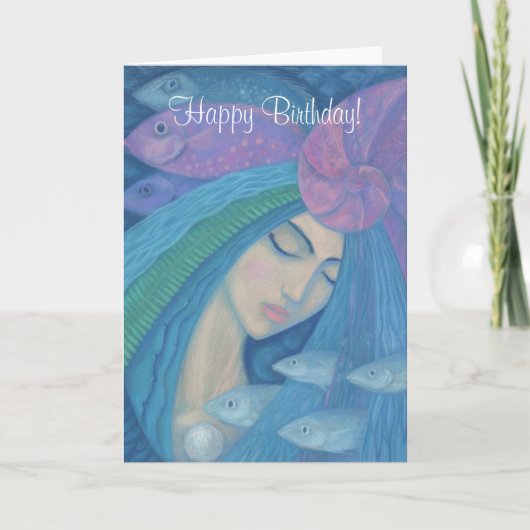 Mermaid Princess, Happy Birthday, anpassbarer Text Karte (Vorderseite)