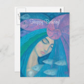Mermaid Princess, Happy Birthday, anpassbarer Text Postkarte (Vorne/Hinten)