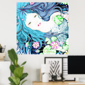 Mermaid Princess in Blue Hues Poster (Heimbüro)