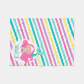 Mermaid Princess Kids Pink Lila Blue Stripes Fleecedecke (Vorderseite (Horizontal))