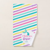 Mermaid Princess Squad Rosa Gelbe Streifen Badhandtuch Set (Handtuch)