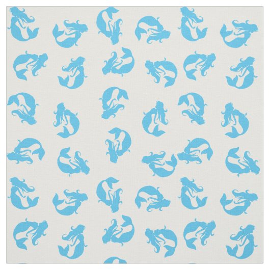 Mermaid Print Fabric Blau und Weiß Stoff (Muster)