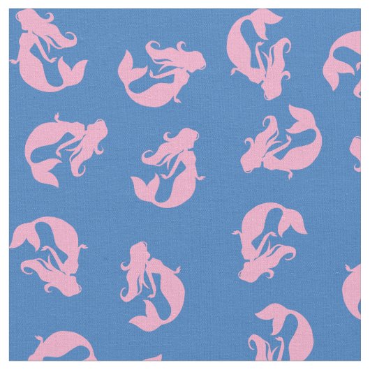 Mermaid Print Fabric Pink und Blau Stoff (Nahaufnahme)