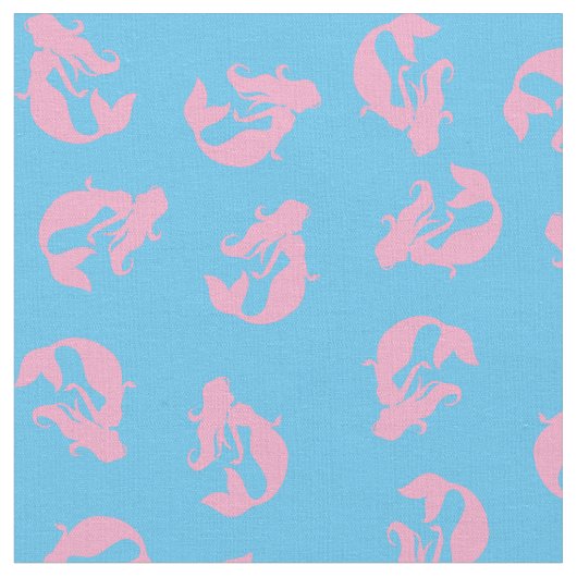 Mermaid Print Fabric Pink und Light Blue Stoff (Nahaufnahme)