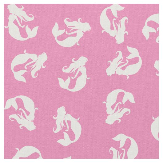 Mermaid Print Fabric Rosa und Weiß Stoff (Nahaufnahme)