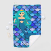 Mermaid-Prinzessin Blaue lila Skalenbezeichnung Golfhandtuch (Insitu)