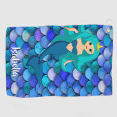 Mermaid-Prinzessin Blaue lila Skalenbezeichnung Golfhandtuch (Horizontal)