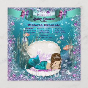 Mermaid-Prinzessin Mädchen Baby Shower Einladung