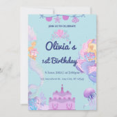 Mermaid QR Code im Rahmen der Seeeinladung zum 1. Einladung (Vorderseite)