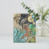 Mermaid Queen Mixed Media Collage Postkarte (Stehend Vorderseite)