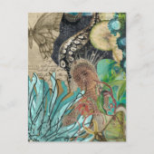 Mermaid Queen Mixed Media Collage Postkarte (Vorderseite)