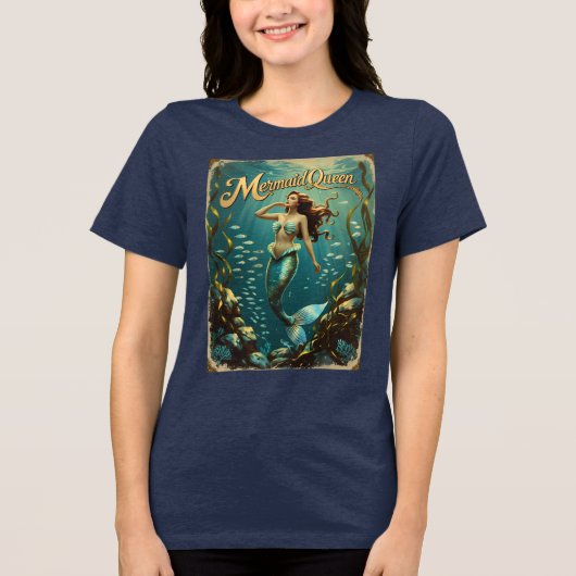 Mermaid Queen Underwater Womens Ocean Fantasy T-Sh Tri-Blend Shirt (Vorderseite)