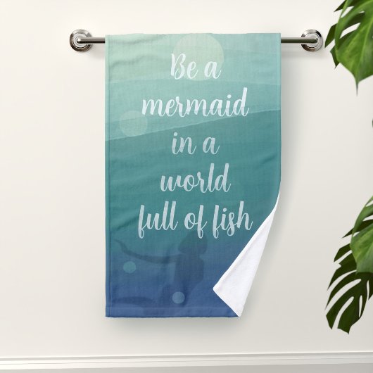 Mermaid Quote Ocean Waves Hand Towel Handtuch
