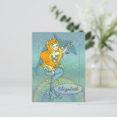 Mermaid Rainbow and Dolphin Illustration Design Postkarte (Stehend Vorderseite)