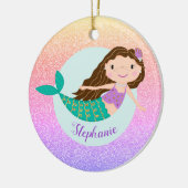 Mermaid Rainbow Glitzer Personalisiert Name Keramik Ornament (Links)