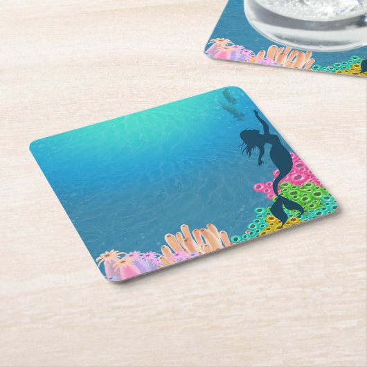 Mermaid Rechteckiger Pappuntersetzer (angewinkelt)