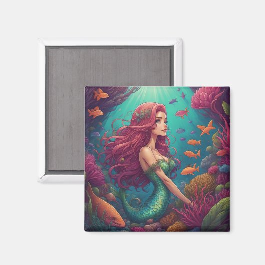 Mermaid red magnet (Vorderseite/Rückseite)