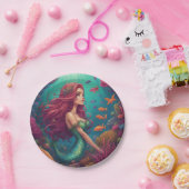 Mermaid Red Pappteller (Party)
