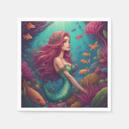 Mermaid Red Serviette