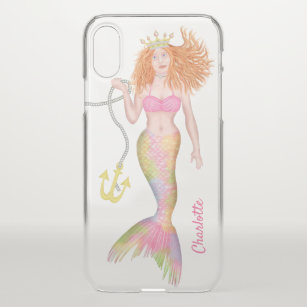 Mermaid Redhead Anchor Underwater Fantasy Custom iPhone XS Hülle